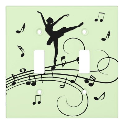 Amazing Ballerina Dancing with Music Green Light Switch Cover