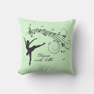 Amazing Ballerina Dancing with Music Green Outdoor Pillow