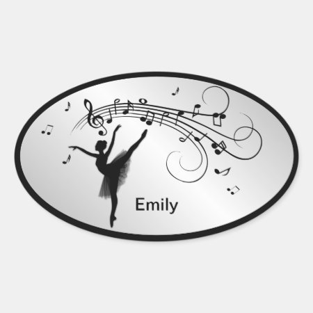 Amazing Ballerina Dancing with Music Oval Sticker