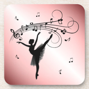 Amazing Ballerina Dancing with Music Pink Beverage Coaster