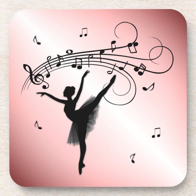 Amazing Ballerina Dancing with Music Pink Beverage Coaster (Front)