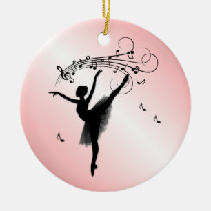 Amazing Ballerina Dancing with Music Pink Ceramic Ornament