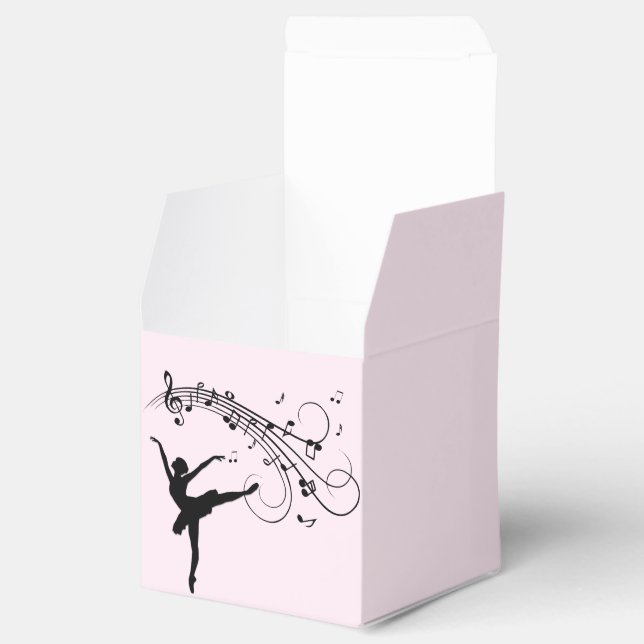Amazing Ballerina Dancing with Music Pink Favor Boxes (Opened)