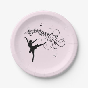 Amazing Ballerina Dancing with Music Pink Paper Plates