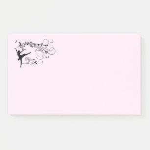 Amazing Ballerina Dancing with Music Pink Post-it Notes