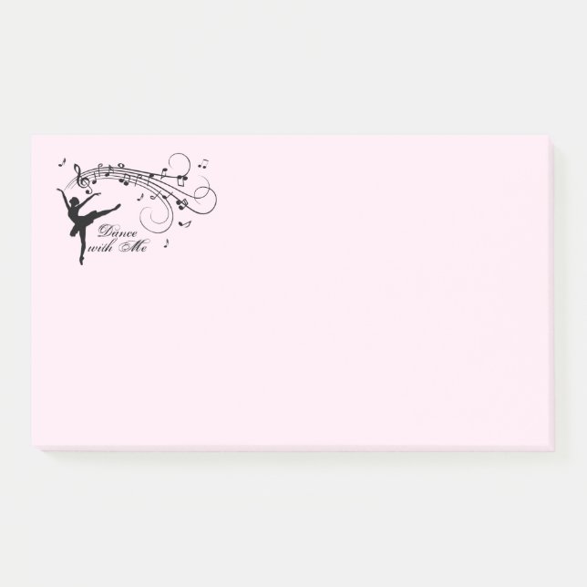 Amazing Ballerina Dancing with Music Pink Post-it Notes (Front)