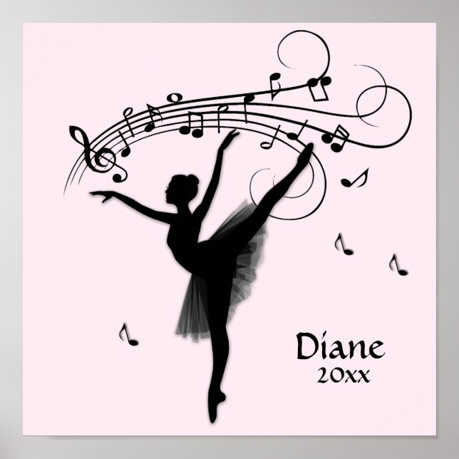 Amazing Ballerina Dancing with Music Pink Poster (Front)