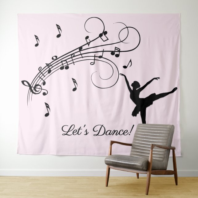Amazing Ballerina Dancing with Music Pink Tapestry (In Situ (Horizontal))