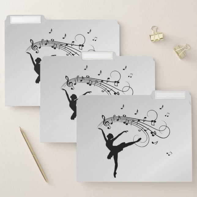Amazing Ballerina Dancing with Music Silver File Folder (Set)