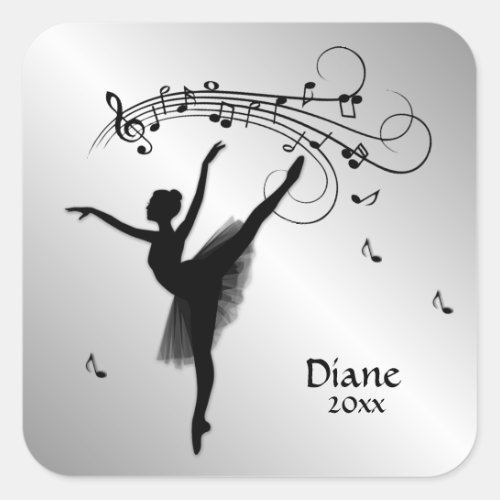 Amazing Ballerina Dancing with Music Square Sticker