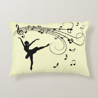 Amazing Ballerina Dancing with Music Yellow Accent Pillow