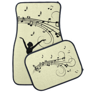 Amazing Ballerina Dancing with Music Yellow Car Floor Mat