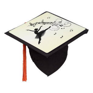 Amazing Ballerina Dancing with Music Yellow Graduation Cap Topper