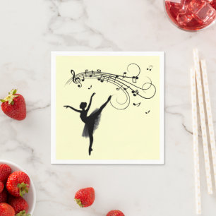Amazing Ballerina Dancing with Music Yellow Napkins