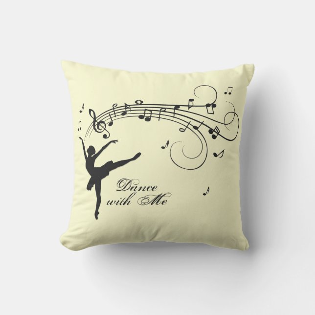 Amazing Ballerina Dancing with Music Yellow Outdoor Pillow (Front)