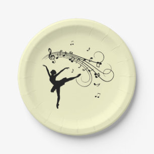 Amazing Ballerina Dancing with Music Yellow Paper Plates