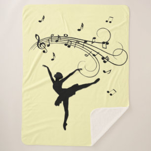 Amazing Ballerina Dancing with Music Yellow Sherpa Blanket