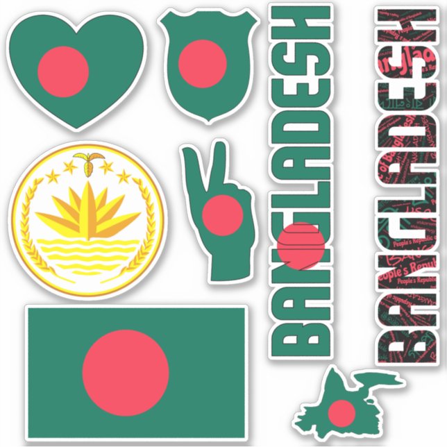 Amazing Bangladesh Shapes National Symbols Sticker (Front)