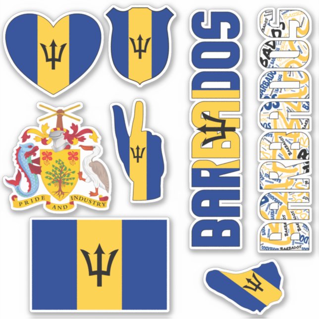 Amazing Barbados Shapes National Symbols Sticker (Front)