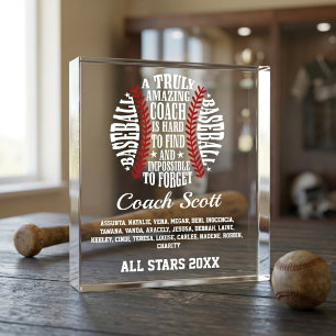 Amazing Baseball Coach Typography Team Roster Acrylic Award