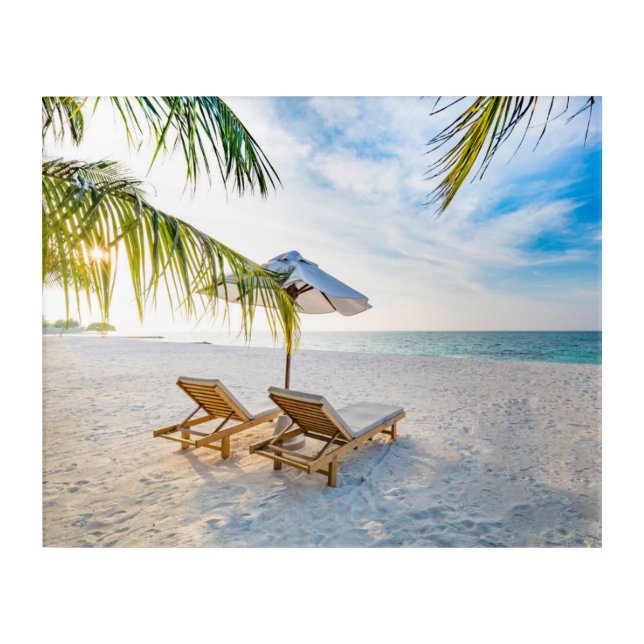 Amazing Beach Sunset Acrylic Print (Front)