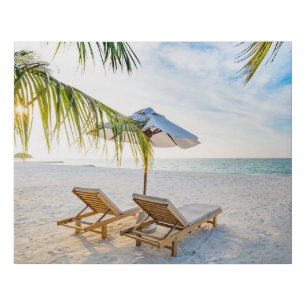 Amazing Beach Sunset Faux Canvas Print
