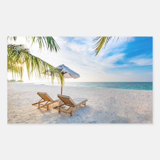 Amazing Beach Sunset Rectangular Sticker (Front)