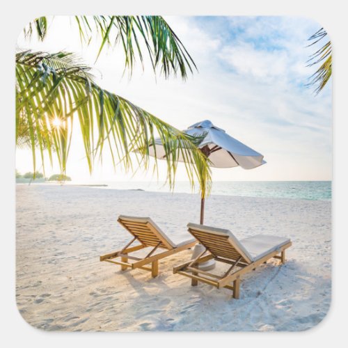 Amazing Beach Sunset Square Sticker