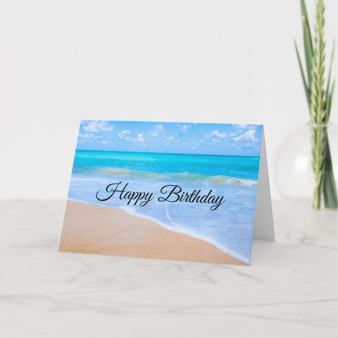 Amazing Beach Tropical Scene Photo Birthday Card 