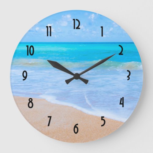 Amazing Beach Tropical Scene Photo Large Clock