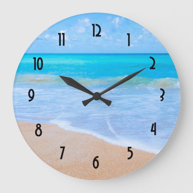 Amazing Beach Tropical Scene Photo Large Clock (Front)