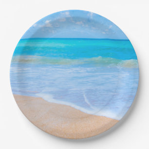 Amazing Beach Tropical Scene Photo Paper Plates