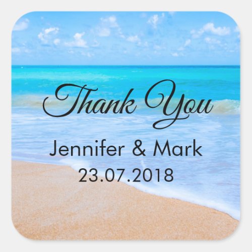 Amazing Beach Tropical Scene Photo Thank You Square Sticker