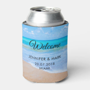 Amazing Beach Tropical Scene Photo Wedding Can Cooler