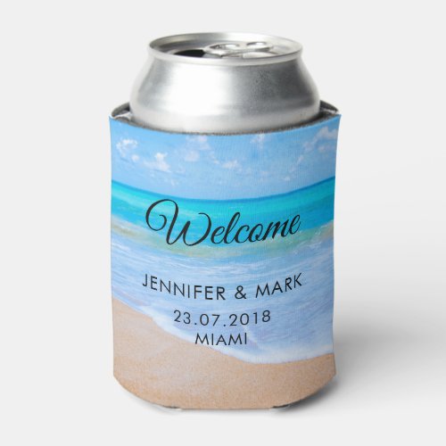 Amazing Beach Tropical Scene Photo Wedding Can Cooler