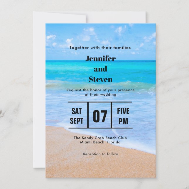 Amazing Beach Tropical Scene Photo Wedding Invitation (Front)