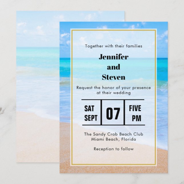 Amazing Beach Tropical Scene Photo Wedding Invite (Front/Back)