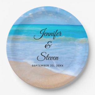 Amazing Beach Tropical Scene Photo Wedding Paper Plates