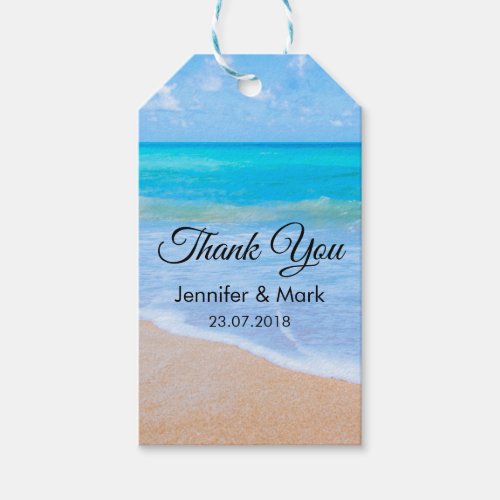 Amazing Beach Tropical Scene Photo Wedding Thanks Gift Tags