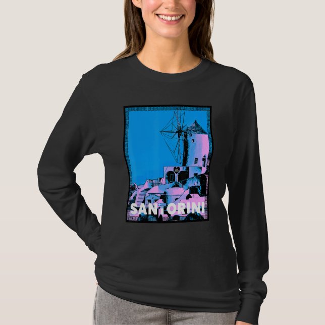 Amazing Beautiful Greek Island Aegean Sea Santorin T-Shirt (Front)