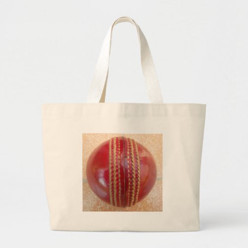 Amazing Beautiful Red Cricket Ball Large Tote Bag