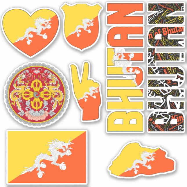 Amazing Bhutan Shapes National Symbols Sticker (Front)