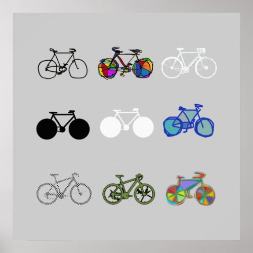 amazing bikes grouped design poster