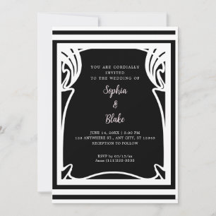 Amazing Black and White Art Deco Wedding Invitation