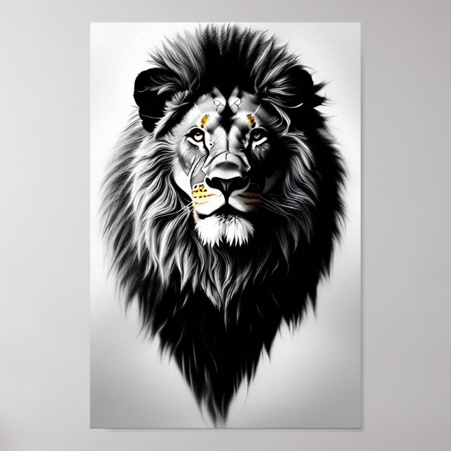 Amazing black and white lion portrait  poster (Front)
