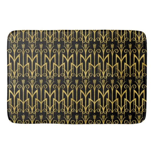 Amazing BlackGold Art Deco Design Bath Mat