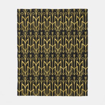 Amazing Black-gold Art Deco Design Fleece Blanket by GiftStation at Zazzle