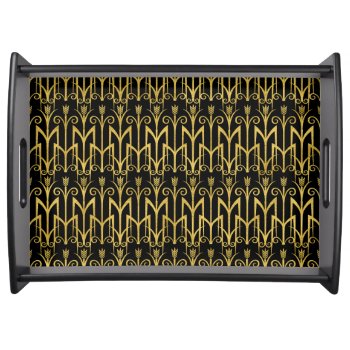 Amazing Black-gold Art Deco Design Serving Tray by GiftStation at Zazzle