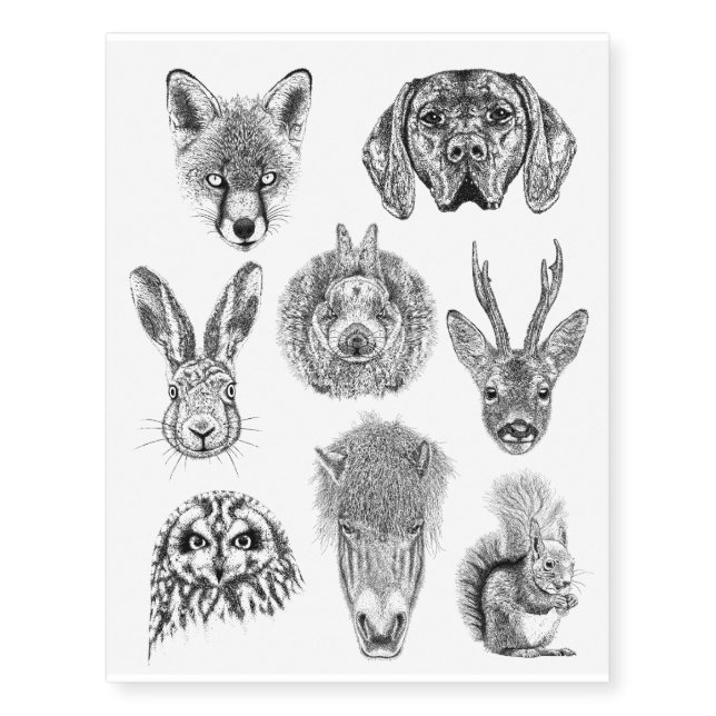 Amazing Black Ink Animal Head Tattoos (Front)