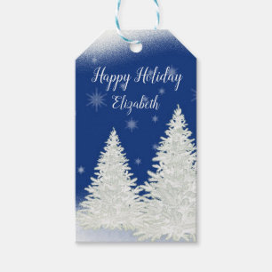 Amazing Blue Christmas Night Personalized Gift Tags